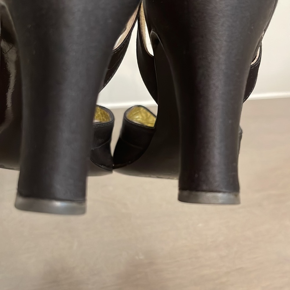 VINTAGE CHANEL Black Satin Slingbacks Heels Size 38 - Picture 10 of 15